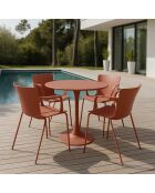Set di 4 poltrone da tavolo per esterno in polipropilene e metallo mattone montauk terracotta - 54,5x56,5x80cm