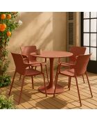 Set di 4 poltrone da tavolo per esterno in polipropilene e metallo mattone montauk terracotta - 54,5x56,5x80cm