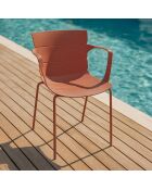 Set di 4 poltrone da tavolo per esterno in polipropilene e metallo mattone montauk terracotta - 54,5x56,5x80cm