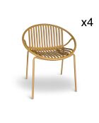 Set aus 4 Gartentischstühlen aus Polypropylen und gelbem ockerfarbenem Metall, Calypsogelb — 65 x 58 x 78 cm