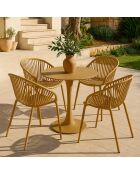 Set aus 4 Gartentischstühlen aus Polypropylen und gelbem ockerfarbenem Metall, Calypsogelb — 65 x 58 x 78 cm