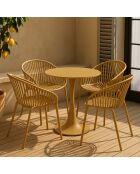 Set aus 4 Gartentischstühlen aus Polypropylen und gelbem ockerfarbenem Metall, Calypsogelb — 65 x 58 x 78 cm