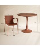 Ensemble table + 4 fauteuils de table en polypropylène et métal brique montauk terracotta - 5 pièces