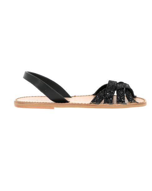 Schwarze Paillettensandalen Neo 3 Avarca aus Leder