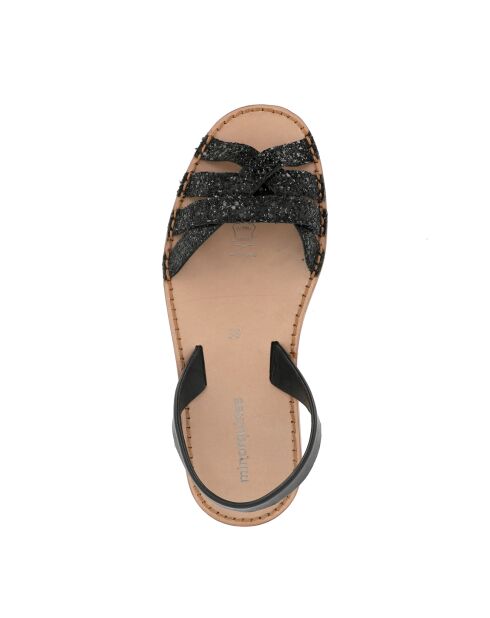 Schwarze Paillettensandalen Neo 3 Avarca aus Leder