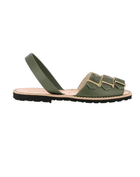 Zamora Avarca legergroene leren sandalen