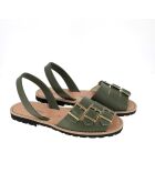 Zamora Avarca legergroene leren sandalen