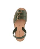 Zamora Avarca legergroene leren sandalen