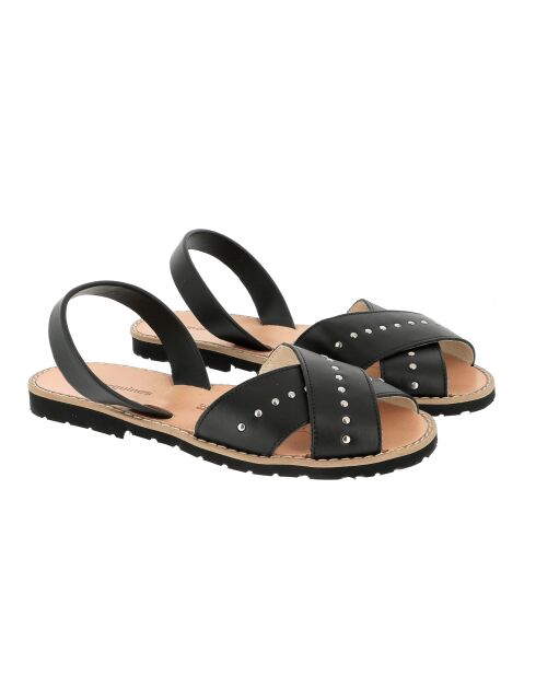 Zwarte leren sandalen Rock Avarca