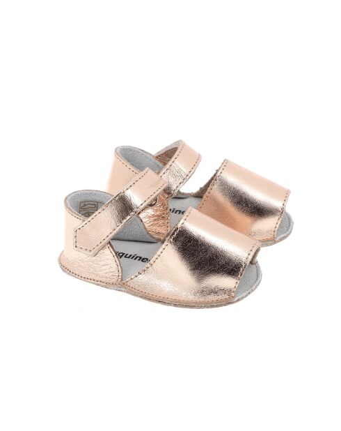 Frailera Baby Salmon leren pantoffels van zilver en brons van metaal