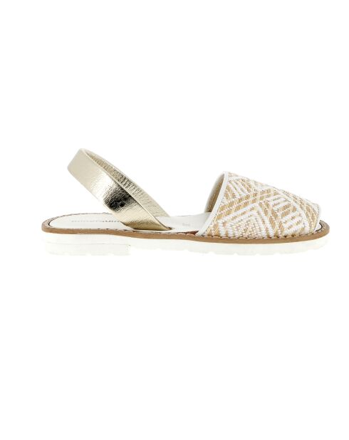 Raphia Fiesta-Blanca Avarca weiße Ledersandalen
