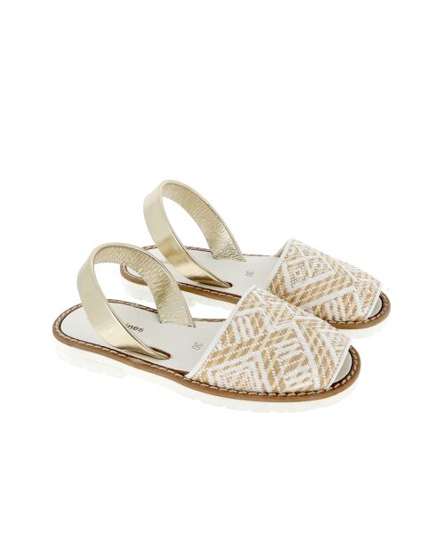 Raphia Fiesta-Blanca Avarca weiße Ledersandalen