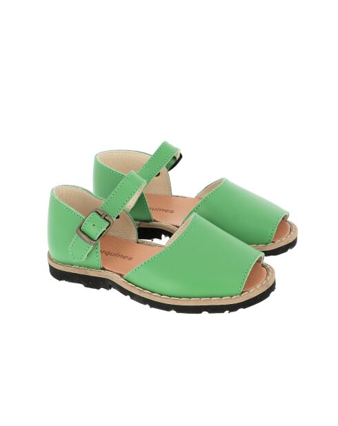 Frailera Boucle Hierba grüne Ledersandalen