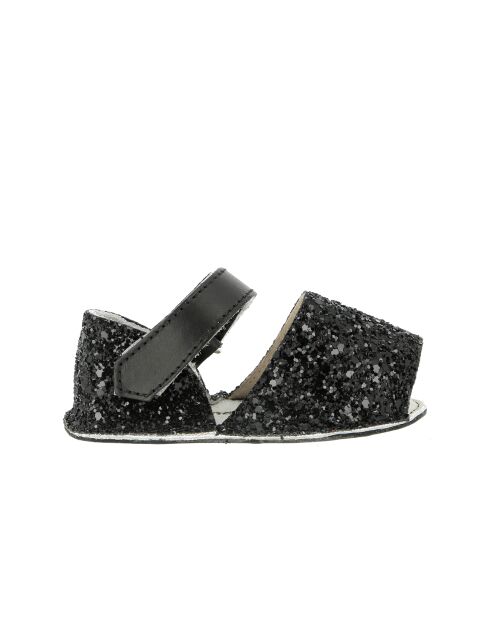 Frailera Babyslofjes van zwart leer met glitter