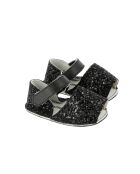 Frailera Babyslofjes van zwart leer met glitter
