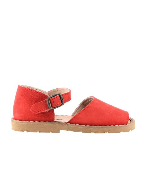 Frailera Boucle Lips rote Veloursledersandalen
