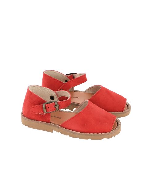 Frailera Boucle Lips rote Veloursledersandalen
