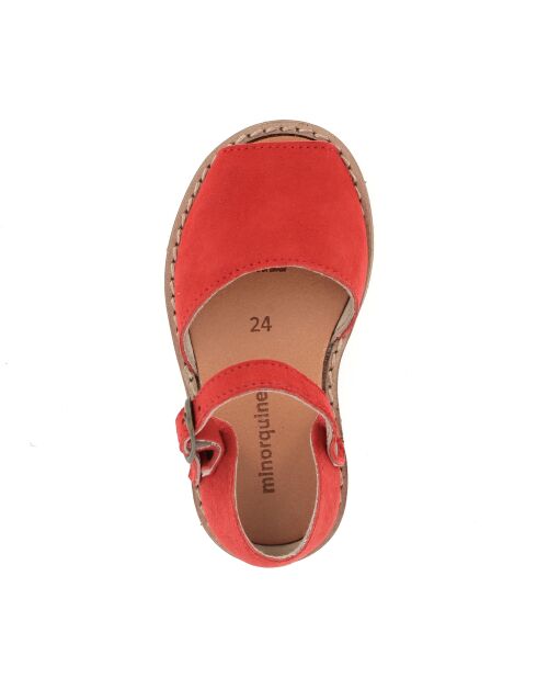Frailera Boucle Lips rote Veloursledersandalen