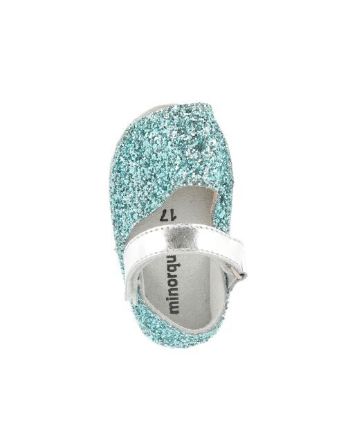 Frailera Baby Lagon zwarte pantoffels van leer met glitter