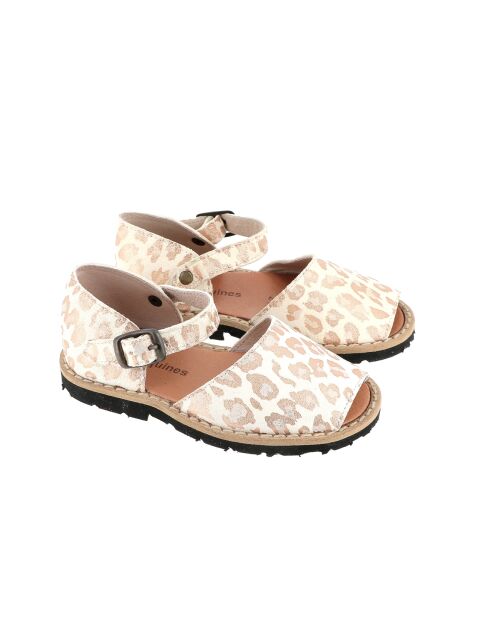 Frailera Boucle Kenya Té goldfarbene Ledersandalen