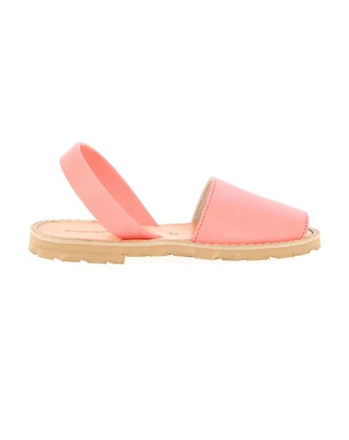 Rosafarbene Sandalen Avarca aus korallenrotem Leder