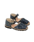 Frailera Boucle Azul blauwe leren sandalen met glitter