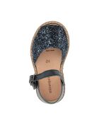 Frailera Boucle Azul blauwe leren sandalen met glitter