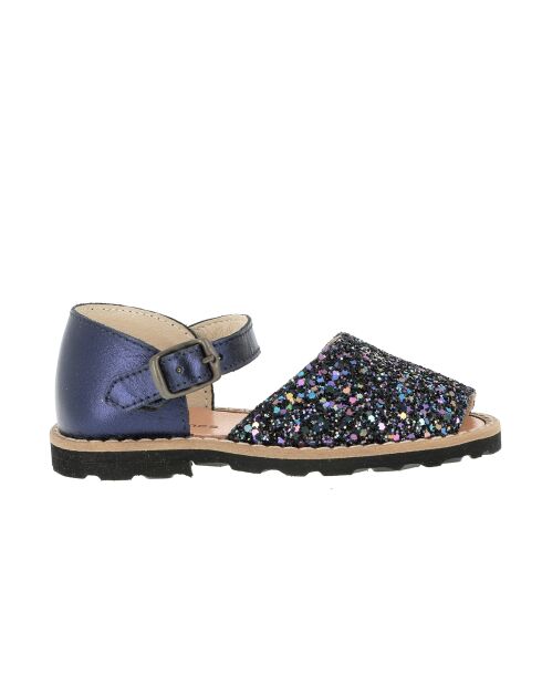 Frailera Boucle Azul Multico sandalen van leer met glitter