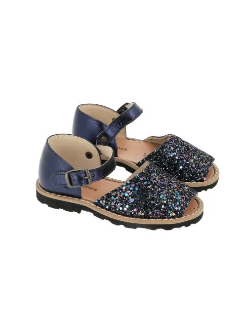 Frailera Boucle Azul Multico sandalen van leer met glitter
