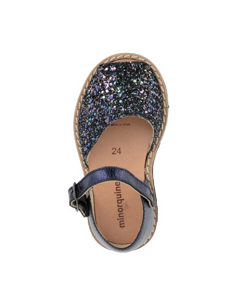 Frailera Boucle Azul Multico sandalen van leer met glitter
