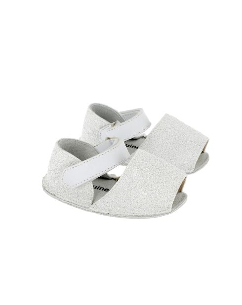 Frailera Baby Weiße Lederpantoffeln mit 24 Glitzer