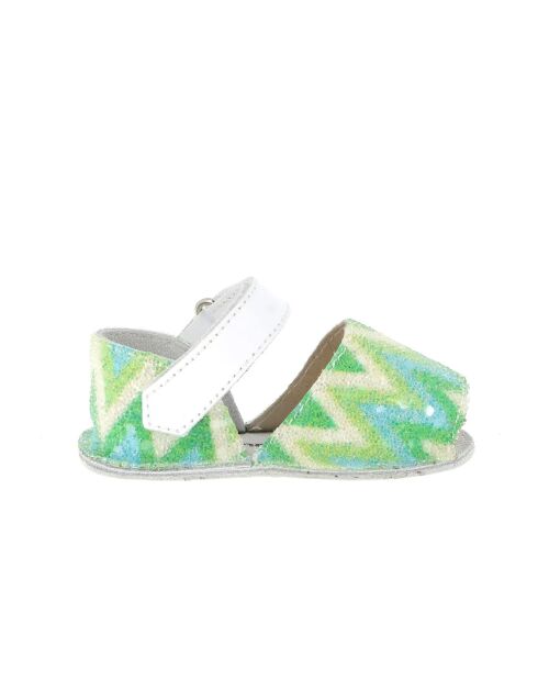 Frailera Baby Slippers aus Zick-Zack-Leder, Grün