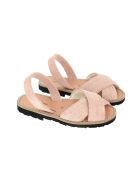 Rosafarbene Berlin Avarca Samtsandalen