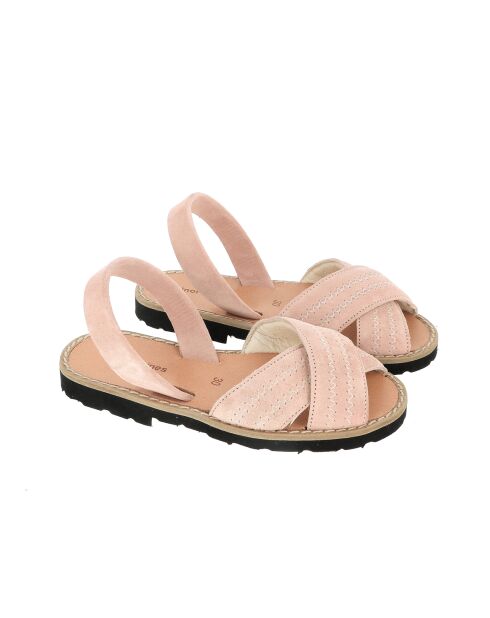 Rosafarbene Berlin Avarca Samtsandalen