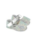 Frailera Baby zonneblauwe pantoffels van leer met glitter