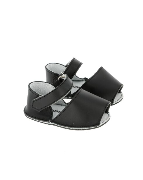 Frailera Baby zwarte leren pantoffels