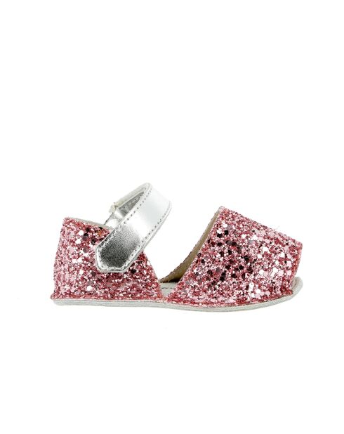 Frailera Baby-Lederpantoffeln mit Glitzer, rosa