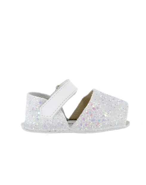 Frailera Babyslofjes van wit leer met glitter 22