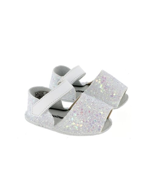 Frailera Babyslofjes van wit leer met glitter 22