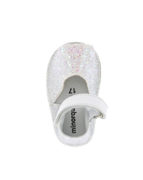 Frailera Babyslofjes van wit leer met glitter 22
