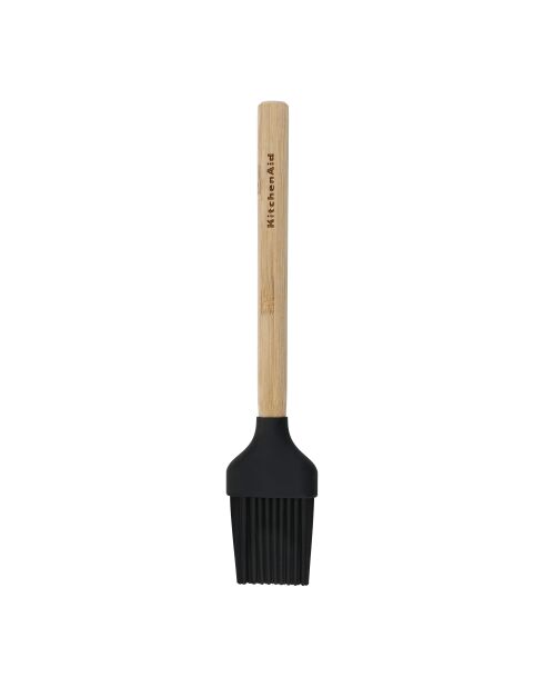 Pinceau à pâtisserie en bambou avec tête en silicone flexible et résistante à la chaleur noir - 22.1x4.3x2 cm