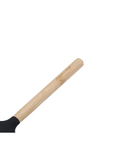 Pinceau à pâtisserie en bambou avec tête en silicone flexible et résistante à la chaleur noir - 22.1x4.3x2 cm