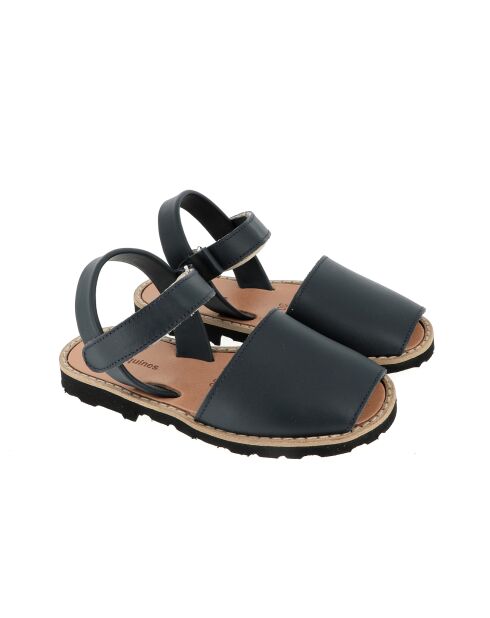 Azul Velcro Avarca Marineblauwe leren sandalen