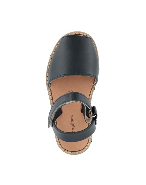 Azul Velcro Avarca Marineblauwe leren sandalen
