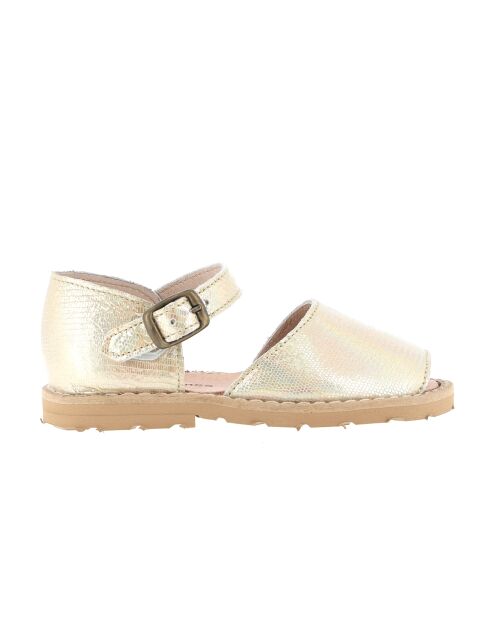 Frailera Boucle Platino oranje leren sandalen van lasermetaal