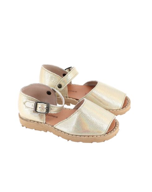 Frailera Boucle Platino oranje leren sandalen van lasermetaal