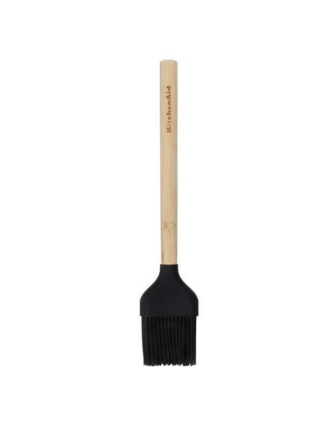 Pinceau à badigeonner en bambou avec tête en silicone flexible et résistante à la chaleur noir - 29x5.5x1.7 cm