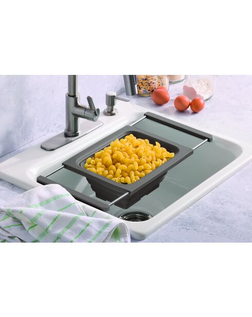 Passoire pliable gris anthracite - 37x26x4 cm