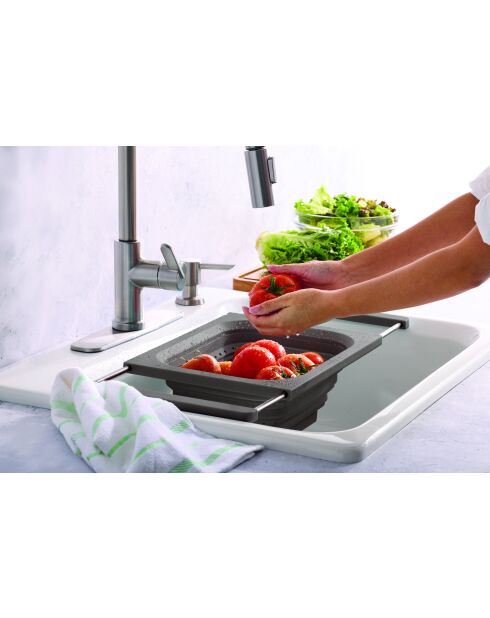 Passoire pliable gris anthracite - 37x26x4 cm