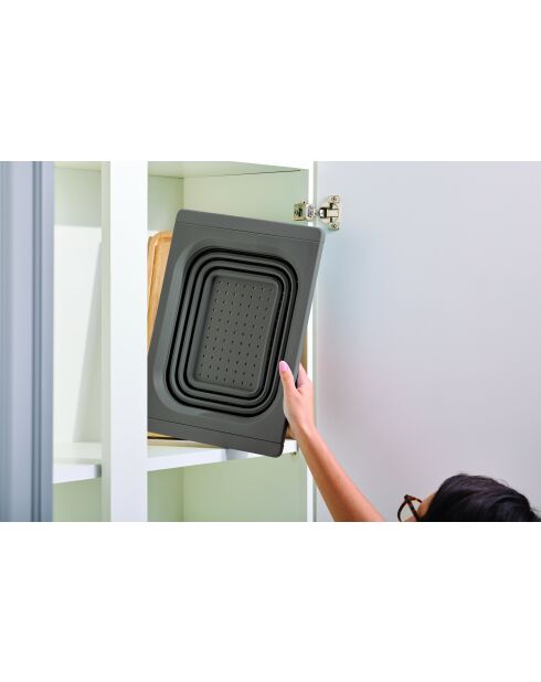 Passoire pliable gris anthracite - 37x26x4 cm